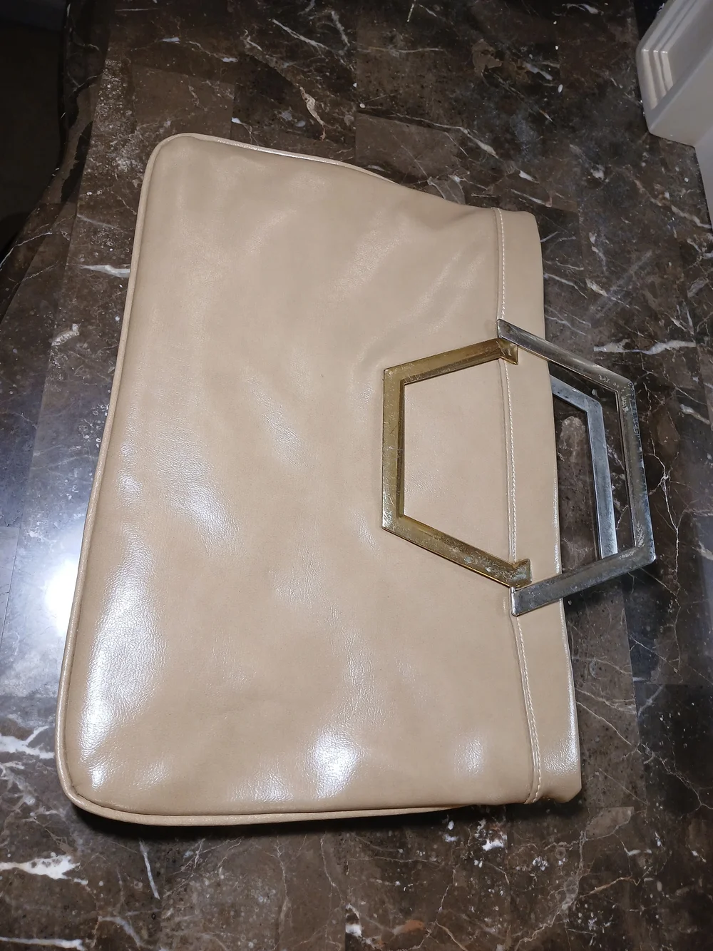 Vtg Buttery Soft Clutch/ Shoulder Bag In Tan